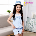 wholesales korea style cotton cowboy jumpsuit girls siamese pants for girl